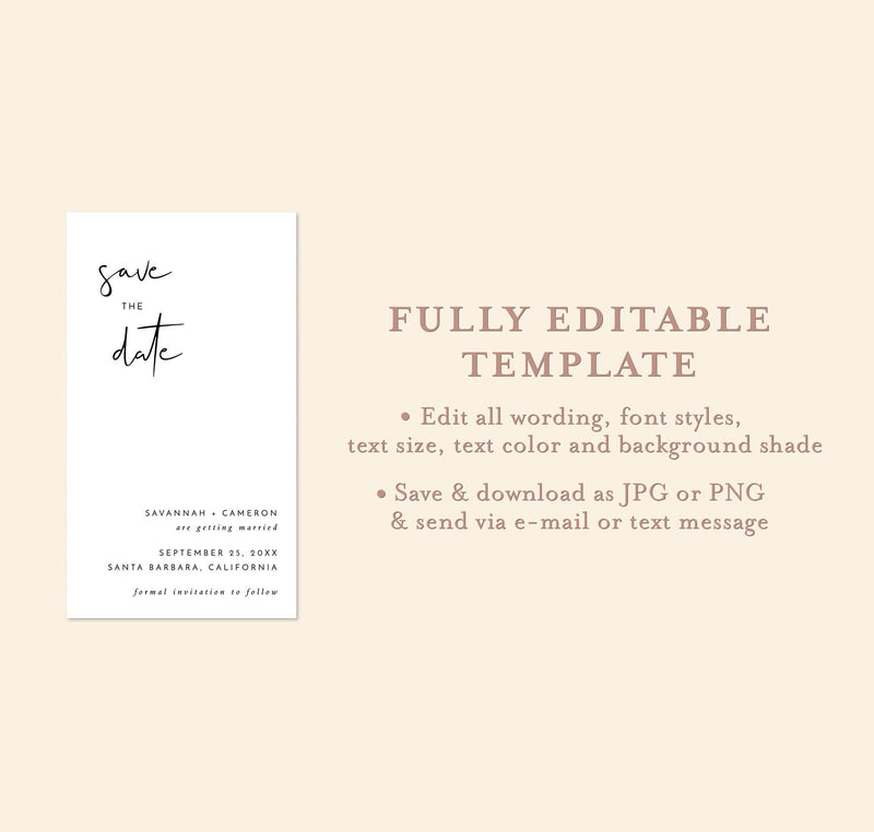 Modern Save the Date Text Invite | Minimalist Save the Date Evite 