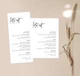 Minimal Wedding Menu Template | Modern Wedding Menu