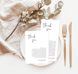 Minimalist Thank You Letter | Wedding Napkin Note