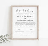 Certificate of Marriage Template | Minimalist Wedding Certificate