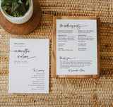 Minimalist Wedding Program Template | Printable Order of Service