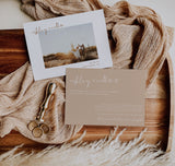 Photo Elopement Announcement | Modern Beige Photo Wedding Announcement