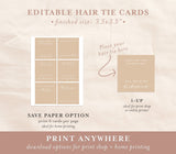 Boho Hair Tie Cards Card | Editable Hair Tie Favor Card Template