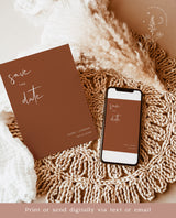 Terracotta Photo Save the Date Template | Minimalist Save the Date Template