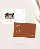 Terracotta Photo Save the Date Template | Minimalist Save the Date Template