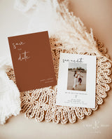 Terracotta Photo Save the Date Template | Minimalist Save the Date Template
