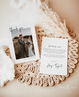 Photo Thank You Card Editable Template | Minimalist Wedding Thank You Card