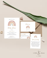 Rainbow Baby Shower Editable Invitation Template | Gender Neutral Baby Shower Bundle
