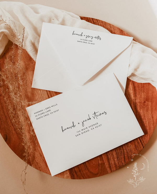 Minimalist Wedding Envelope Address Template | Modern Minimalist Envelopes 