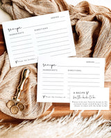 Minimalist Recipe Card Template | Bridal Shower Recipe Card Insert