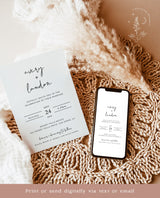 Minimalist Wedding Invitation Suite Template | Editable Minimalist Wedding Invite