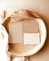 Beige Modern Wedding Invitation Suite Template | Minimalist Desert Wedding Invite