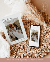 Photo Thank You Card Editable Template | Minimalist Wedding Thank You Card