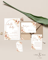 Pampas Grass Baby Shower Invitation | Girl Baby Shower Bundle