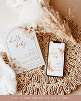 Pampas Grass Baby Shower Invitation | Girl Baby Shower Bundle