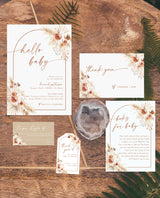 Pampas Grass Baby Shower Invitation | Girl Baby Shower Bundle