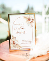 Pampas Grass Custom Sign Template | Terracotta Wedding Custom Sign