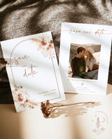 Pampas Grass Photo Save the Date Template | Minimalist Save the Date Template