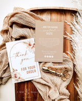 Boho Small Business Thank You Card | Pampas Grass Thank You Card Template