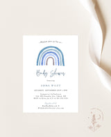 Blue Rainbow Baby Shower Invitation | Boy Baby Shower Invite