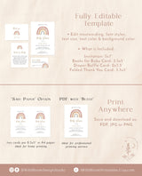 Rainbow Baby Shower Editable Invitation Template | Gender Neutral Baby Shower Bundle