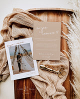 Photo Elopement Announcement | Modern Beige Photo Wedding Announcement