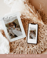 Photo Thank You Card Editable Template | Minimalist Wedding Thank You Card