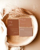 Terracotta Wedding Invitation Template | Minimalist Burnt Orange Wedding Invite
