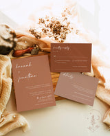 Terracotta Wedding Invitation Template | Minimalist Burnt Orange Wedding Invite