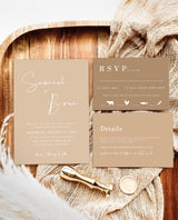 Beige Modern Wedding Invitation Suite Template | Minimalist Desert Wedding Invite