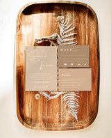 Beige Modern Wedding Invitation Suite Template | Minimalist Desert Wedding Invite