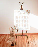 Pampas Grass Seating Chart | Terracotta Wedding Seat Chart
