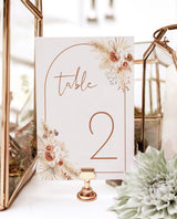 Pampas Grass Wedding Table Number Template | Minimalist Wedding Table Numbers