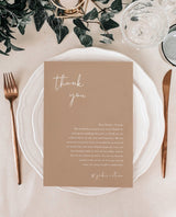 Beige Thank You Letter | Wedding Napkin Note