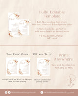 Pampas Grass Wedding Menu Template | Terracotta Wedding Menu