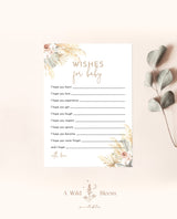 Pampas Grass Wishes for Baby Shower Card | Baby Keepsake