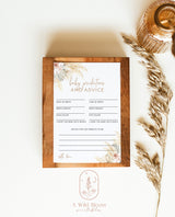 Pampas Grass Baby Shower Advice and Predictions Card | Girl Baby Shower Game