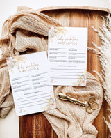 Pampas Grass Baby Shower Advice and Predictions Card | Girl Baby Shower Game