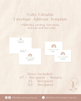 Boho Rainbow Envelope Address Template | Watercolor Rainbow Envelope Address