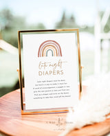 Late Night Diapers Template Sign | Rainbow Baby Shower Game