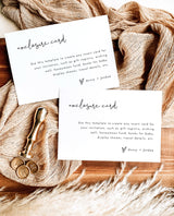 Minimalist Enclosure Card | Modern Wedding Invite Insert