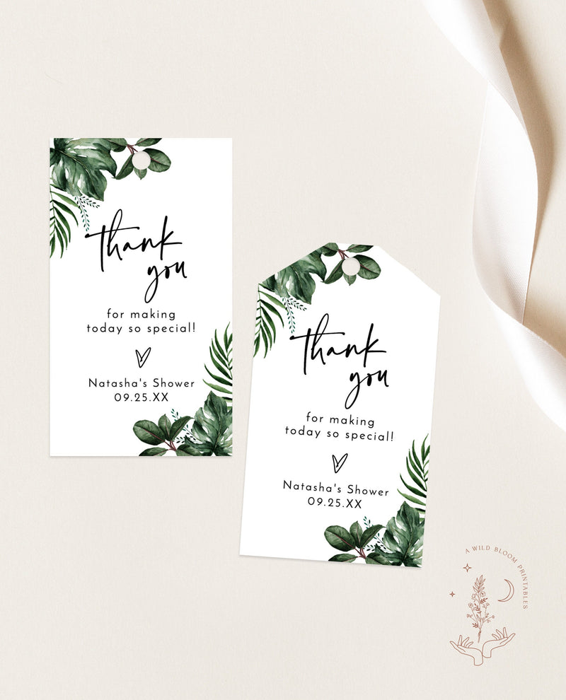 Tropical Shower Favor Tags | Thank You Tags 