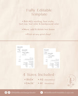 Minimalist Wedding Program Poster | Editable Program Sign Template