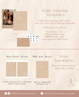 Beige Modern Wedding Invitation Suite Template | Minimalist Desert Wedding Invite
