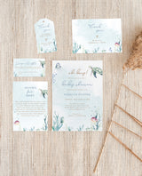 Ocean Baby Shower Invitation | Boy Baby Shower Bundle | Under the Sea Shower Invite | Tropical Baby Shower Invite | Editable Template | O2