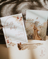 Pampas Grass Baby Shower Invite | Boho Girl Baby Shower