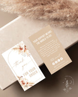Boho Small Business Thank You Card | Pampas Grass Thank You Card Template