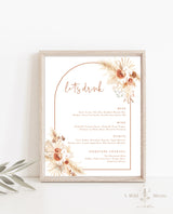 Bohemian Drink Menu Template | Pampas Grass Cocktail Menu