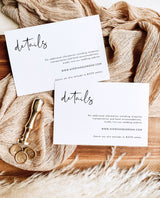 Minimalist Details Card | Modern Wedding Details Insert