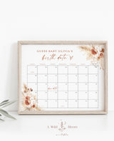 Boho Baby Due Date Calendar Game | Editable Baby Prediction